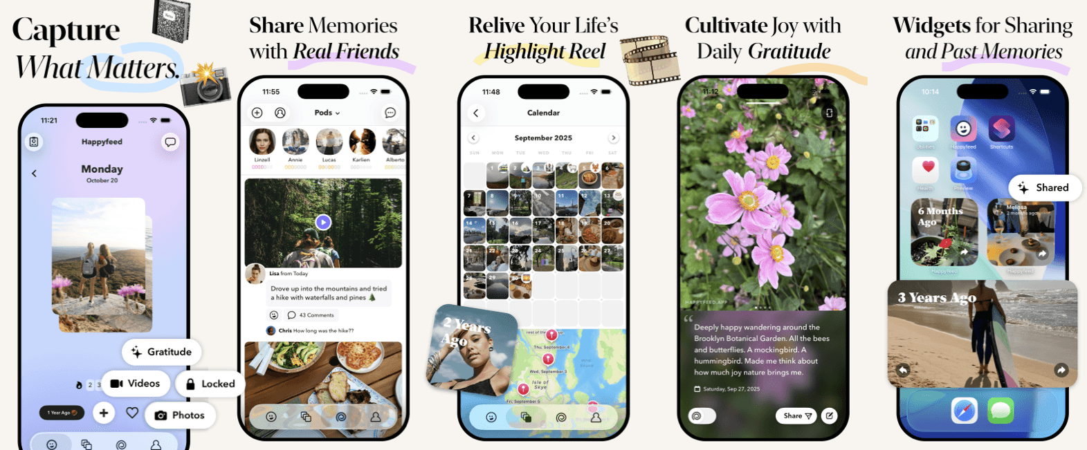 Screenshots of Happyfeed from the App Store